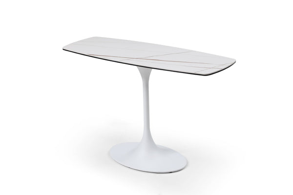 HomeRoots 72" White and Gold Marble Console Table with Shelf – Elegant Stone Design for Living Room & Entryway 717431