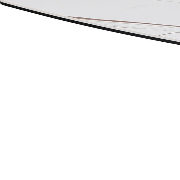 HomeRoots 72" White and Gold Marble Console Table with Shelf – Elegant Stone Design for Living Room & Entryway 717431