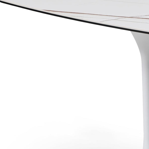 HomeRoots 72" White and Gold Marble Console Table with Shelf – Elegant Stone Design for Living Room & Entryway 717431