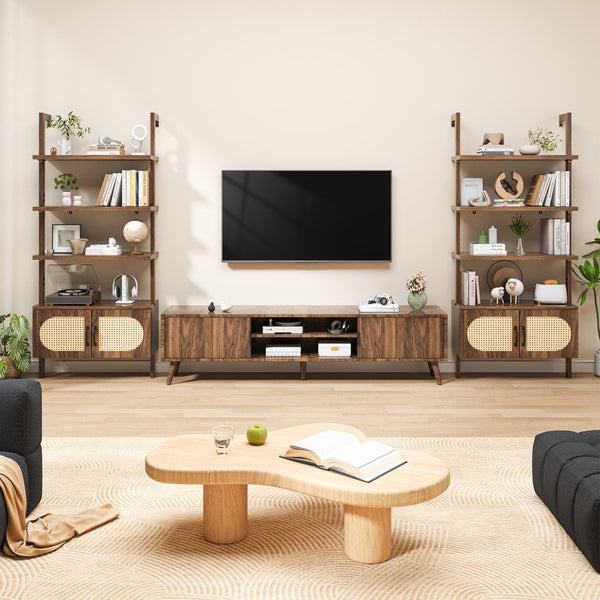 HomeRoots 71" Light Brown Wood Etagere Bookcase - Five Adjustable Shelves for Stylish Storage & Display Solutions 717455