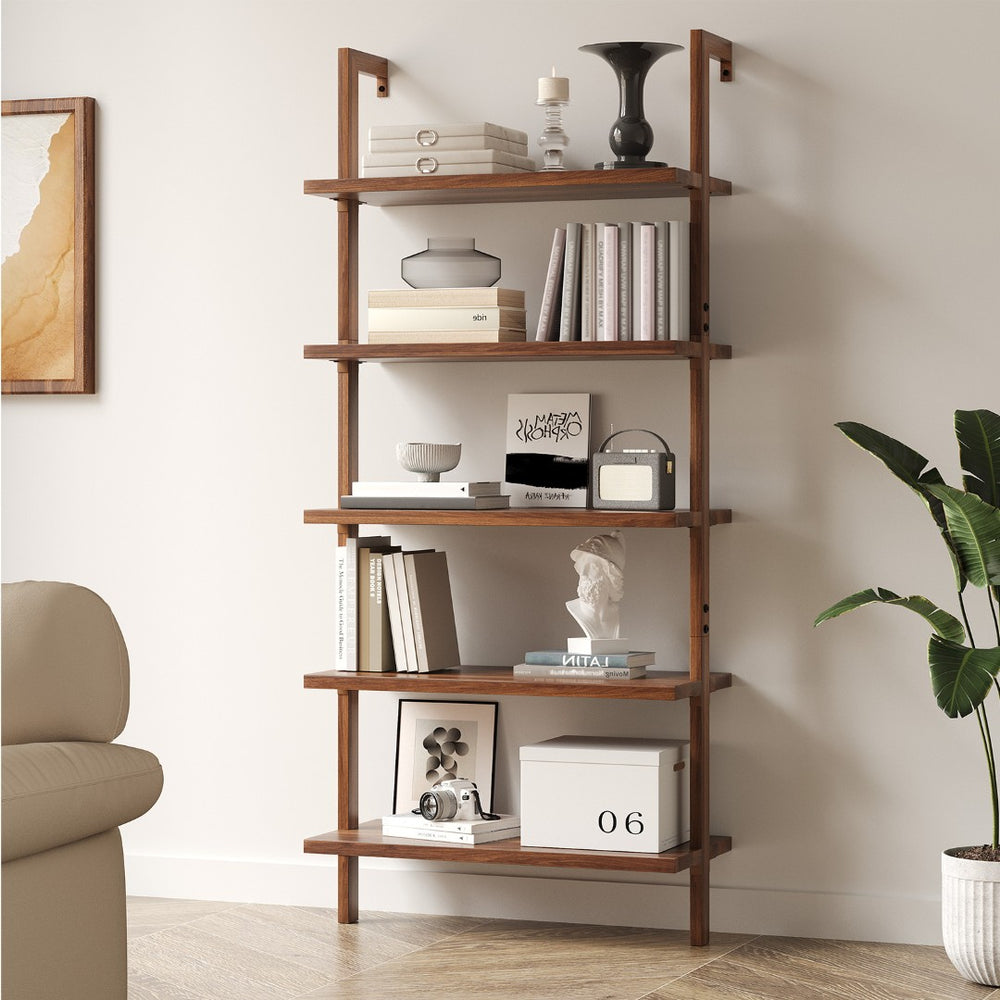 HomeRoots 48" Black Wood Etagere Bookcase - Sixteen Tiers, Integrated Drawer, Perfect for Stylish Storage Solutions 717458