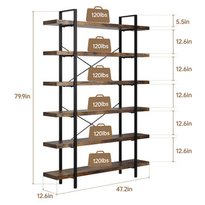 HomeRoots 69" Rustic Brown & Black Wood Metal Corner Bookcase - 10-Tier Design for Stylish Storage Solutions 717461
