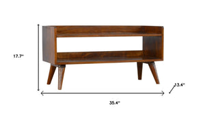 HomeRoots 35" Brown Linen Upholstered Storage Bench - Stylish Seating and Shoe Organizer for Any Room 717467