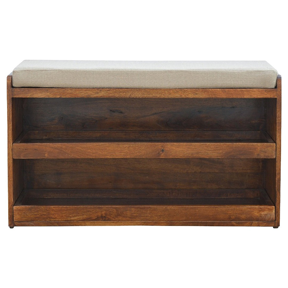 HomeRoots 35" Stylish Brown Boucle Upholstered Storage Bench with Solid Wood Frame for Compact Entryway Seating 717468