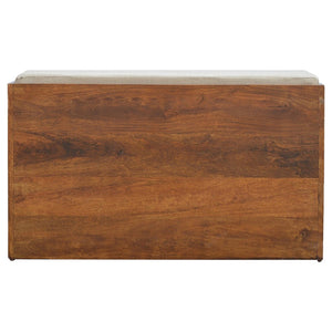 HomeRoots 35" Stylish Brown Boucle Upholstered Storage Bench with Solid Wood Frame for Compact Entryway Seating 717468