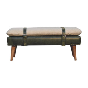 HomeRoots 35" Brown Genuine Leather Storage Bench with Solid Wood Frame - Stylish, Comfortable & Compact Design 717469