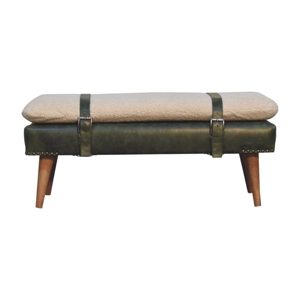 HomeRoots 35" Brown Genuine Leather Storage Bench with Solid Wood Frame - Stylish, Comfortable & Compact Design 717469