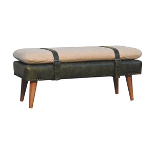 HomeRoots 35" Brown Genuine Leather Storage Bench with Solid Wood Frame - Stylish, Comfortable & Compact Design 717469