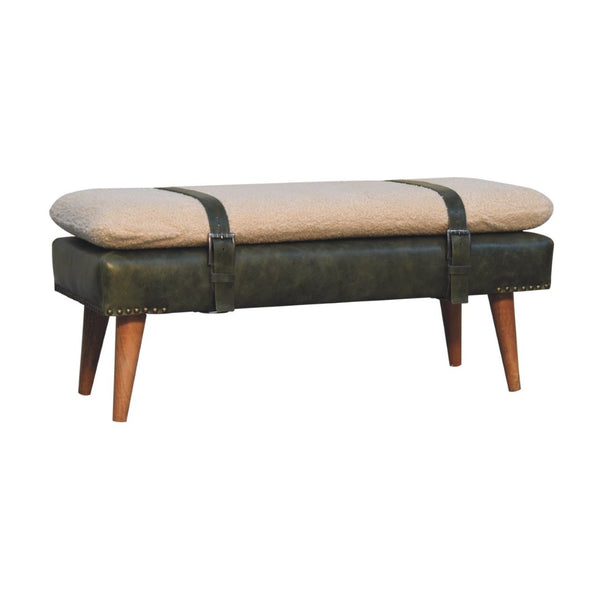 HomeRoots 35" Brown Genuine Leather Storage Bench with Solid Wood Frame - Stylish, Comfortable & Compact Design 717469