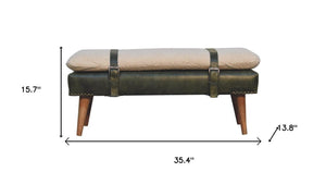 HomeRoots 35" Brown Genuine Leather Storage Bench with Solid Wood Frame - Stylish, Comfortable & Compact Design 717469