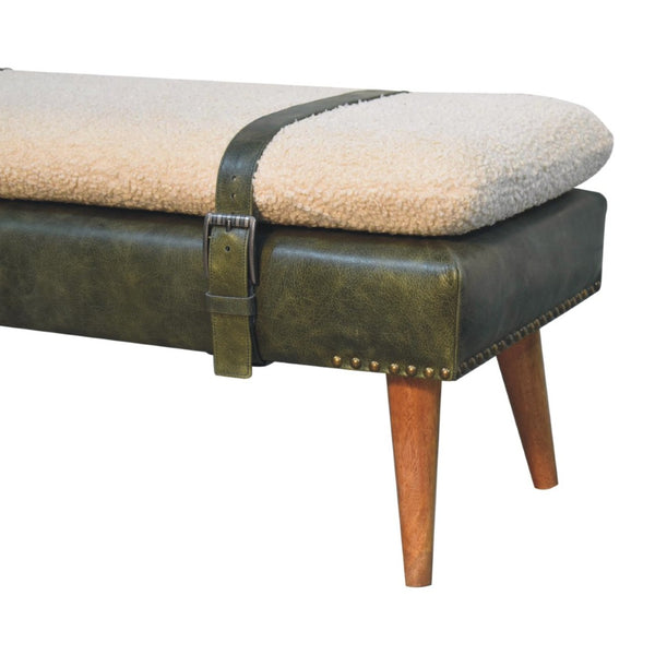 HomeRoots 35" Brown Genuine Leather Storage Bench with Solid Wood Frame - Stylish, Comfortable & Compact Design 717469