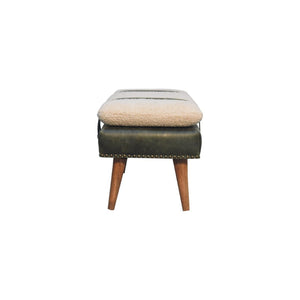 HomeRoots 35" Brown Genuine Leather Storage Bench with Solid Wood Frame - Stylish, Comfortable & Compact Design 717469