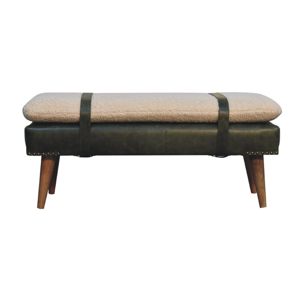 HomeRoots 35" Brown Genuine Leather Storage Bench with Solid Wood Frame - Stylish, Comfortable & Compact Design 717469