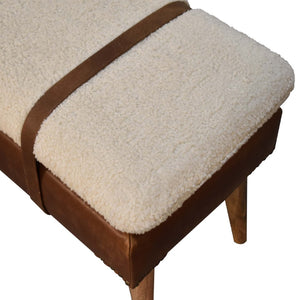 HomeRoots 35" Brown Genuine Leather Upholstered Storage Bench with Solid Wood Frame for Entryway Style 717471