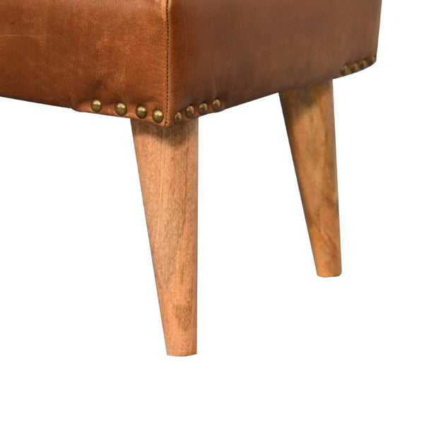 HomeRoots 35" Brown Genuine Leather Upholstered Storage Bench with Solid Wood Frame for Entryway Style 717471