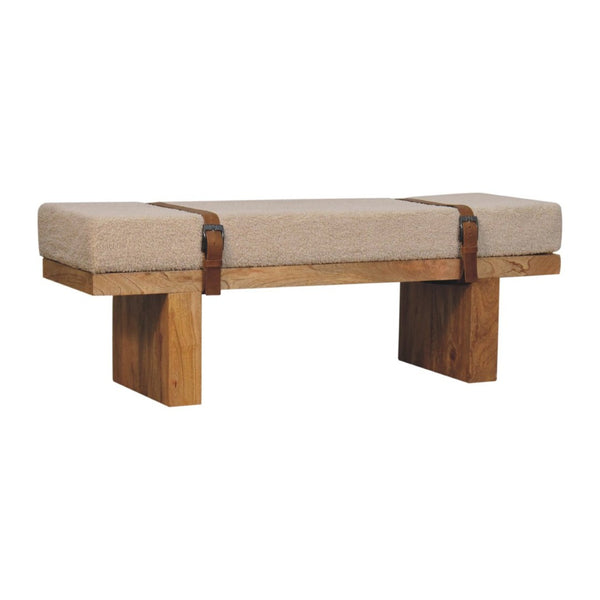 HomeRoots 25" Brown Boucle Upholstered Storage Bench with Solid Wood Frame – Stylish Seating & Hidden Storage 717475