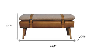 HomeRoots 35" Brown Linen Upholstered Storage Bench with Solid Wood Frame & Hidden Cabinet for Clutter-Free Living 717477