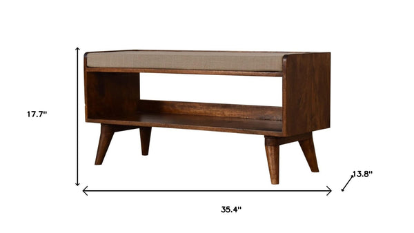 HomeRoots 35" Brown Upholstered Storage Bench - Stylish Solid Wood Frame with Hidden Cabinet for Clutter-Free Living 717478