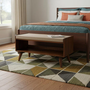 HomeRoots 35" Brown Upholstered Storage Bench - Stylish Solid Wood Frame with Hidden Cabinet for Clutter-Free Living 717478