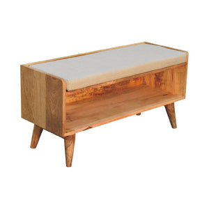 HomeRoots 35" Brown Linen Upholstered Storage Bench with Solid Wood Frame, Versatile Style & Hidden Cabinet 717479