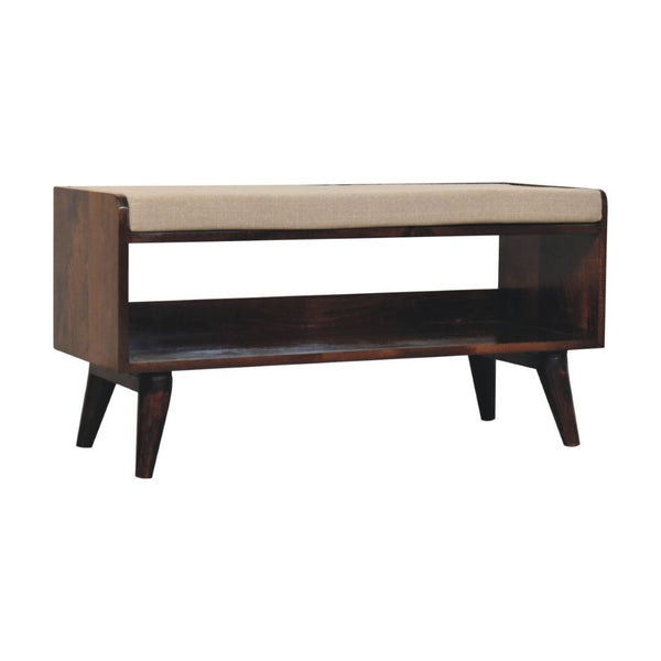 HomeRoots 35" Brown Genuine Leather Storage Bench with Solid Wood Frame, Stylish Upholstered Seating Solution 717480