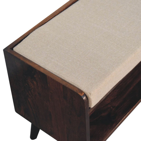 HomeRoots 35" Brown Genuine Leather Storage Bench with Solid Wood Frame, Stylish Upholstered Seating Solution 717480
