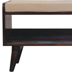 HomeRoots 35" Brown Genuine Leather Storage Bench with Solid Wood Frame, Stylish Upholstered Seating Solution 717480