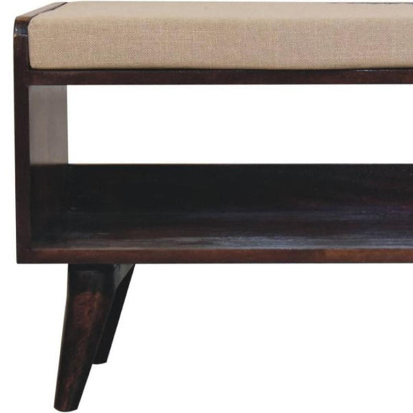 HomeRoots 35" Brown Genuine Leather Storage Bench with Solid Wood Frame, Stylish Upholstered Seating Solution 717480