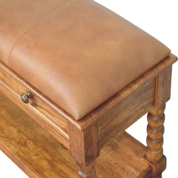 HomeRoots 35" Brown Boucle Upholstered Storage Bench - Solid Wood Frame, Stylish Cabinet for Entryways & More 717482