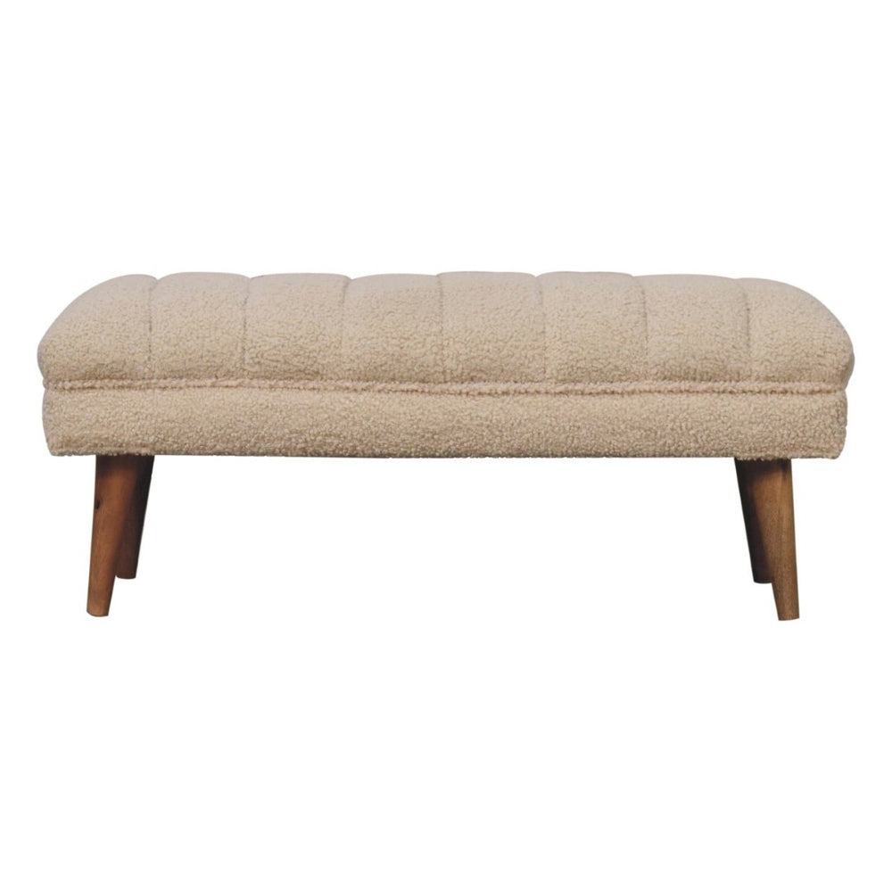 HomeRoots 33" Brown Boucle Upholstered Storage Bench with Solid Wood Frame - Stylish Entryway Seating & Organizing 717484