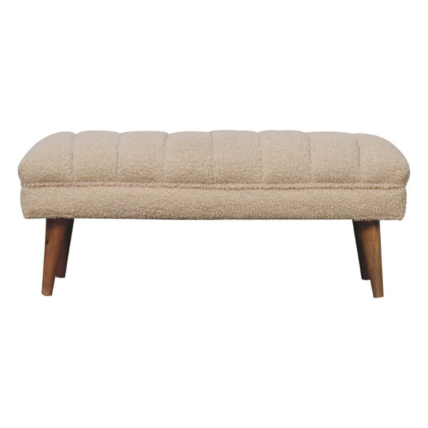 HomeRoots 33" Brown Boucle Upholstered Storage Bench with Solid Wood Frame - Stylish Entryway Seating & Organizing 717484