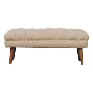 HomeRoots 33" Brown Boucle Upholstered Storage Bench with Solid Wood Frame - Stylish Entryway Seating & Organizing 717484