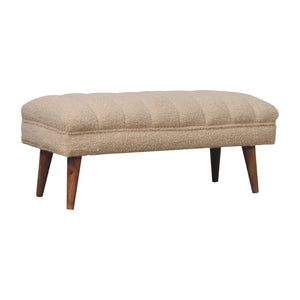 HomeRoots 33" Brown Boucle Upholstered Storage Bench with Solid Wood Frame - Stylish Entryway Seating & Organizing 717484