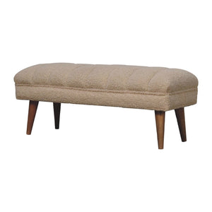 HomeRoots 33" Brown Boucle Upholstered Storage Bench with Solid Wood Frame - Stylish Entryway Seating & Organizing 717484