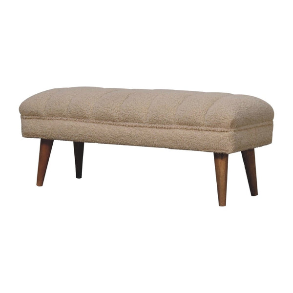 HomeRoots 33" Brown Boucle Upholstered Storage Bench with Solid Wood Frame - Stylish Entryway Seating & Organizing 717484