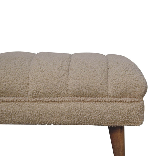 HomeRoots 33" Brown Boucle Upholstered Storage Bench with Solid Wood Frame - Stylish Entryway Seating & Organizing 717484