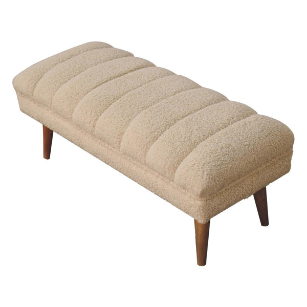 HomeRoots 33" Brown Boucle Upholstered Storage Bench with Solid Wood Frame - Stylish Entryway Seating & Organizing 717484