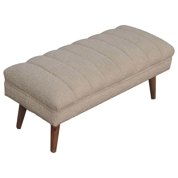 HomeRoots 33" Brown Boucle Upholstered Storage Bench with Solid Wood Frame - Stylish Entryway Seating & Organizing 717484