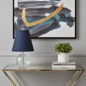 HomeRoots 26" Clear Glass Novelty Table Lamp – Elegant LED Drum Shade for Modern Ambient Lighting Decor 717486