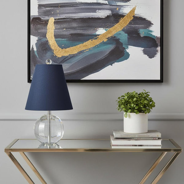 HomeRoots 26" Clear Glass Novelty Table Lamp – Elegant LED Drum Shade for Modern Ambient Lighting Decor 717486