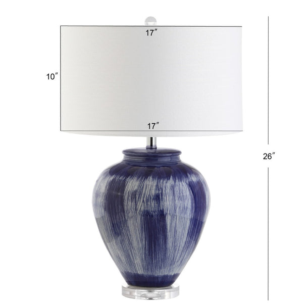 HomeRoots 28" Clear Crystal Table Lamp with White Linen Drum Shade - Elegant LED Lighting for Any Room 717487