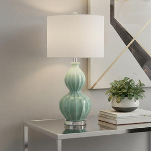 HomeRoots 63" Gray and Silver Double Pedestal Console Table - Modern Solid Wood & Metal Design for Home Elegance 717489