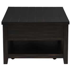 English Elm Sutter Planked Wood Coffee Table with Louvered Drawers for Farmhouse Living Rooms B062P441046