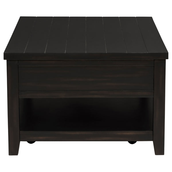 English Elm Sutter Planked Wood Coffee Table with Louvered Drawers for Farmhouse Living Rooms B062P441046
