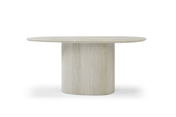 HomeRoots 60" Elegant White Marble Double Pedestal Console Table - Modern Design for Home & Office Decor 717493