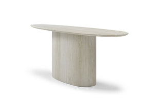 HomeRoots 60" Elegant White Marble Double Pedestal Console Table - Modern Design for Home & Office Decor 717493