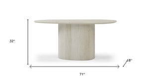 HomeRoots 60" Elegant White Marble Double Pedestal Console Table - Modern Design for Home & Office Decor 717493