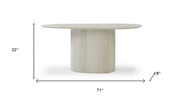 HomeRoots 60" Elegant White Marble Double Pedestal Console Table - Modern Design for Home & Office Decor 717493