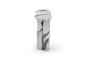 HomeRoots 60" White Genuine Marble Console Table - Elegant, Durable Stone Base, Unique Veining for Modern Spaces 717495