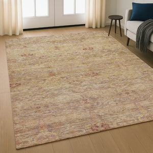 HomeRoots 5' X 8' Coral and Taupe Abstract Area Rug - Stylish, Washable, UV-Protected for Modern Homes 717502